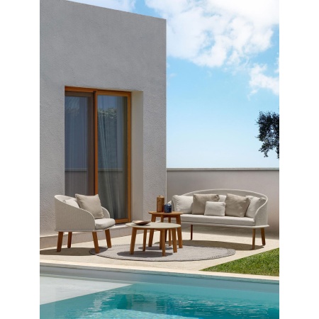 Outdoor Lounge Armchair in Wood and Fabric - Cleo Teak