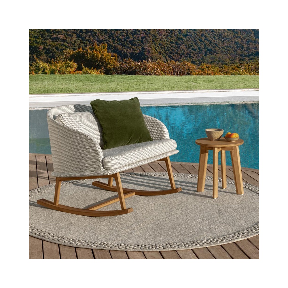 Outdoor Rocking Chair with Woodden Legs - Cleo Teak