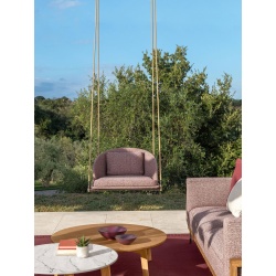 Hanging Swing in Wood and Fabric - Cleo Teak