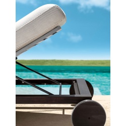Stackable Sun Lounger in Wood and Fabric - Cleo Teak