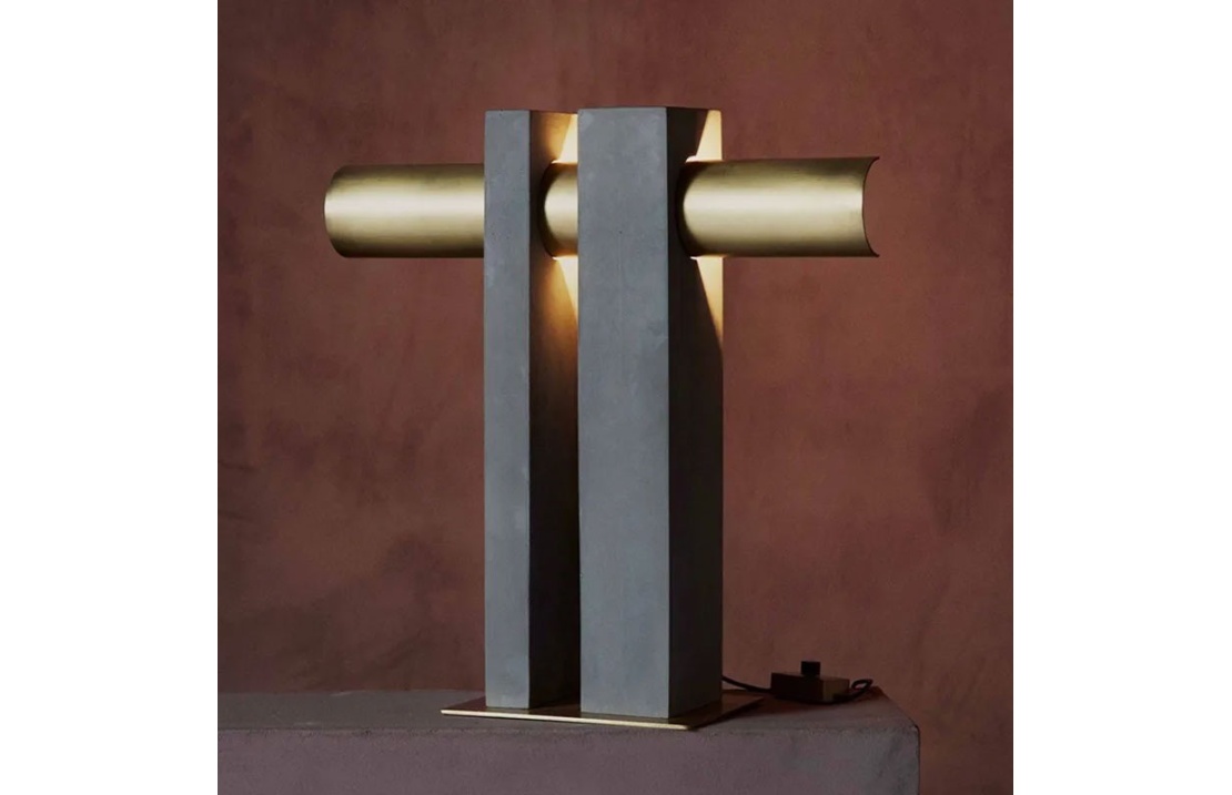 Concrete and Brass Table Lamp - Pi