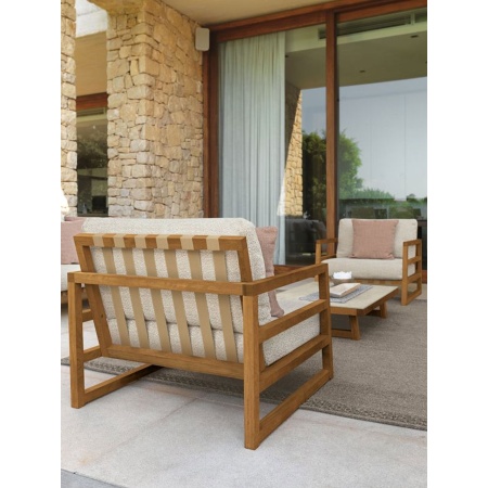 Outdoor Armchair in Wood and Fabric - Alabama iroko