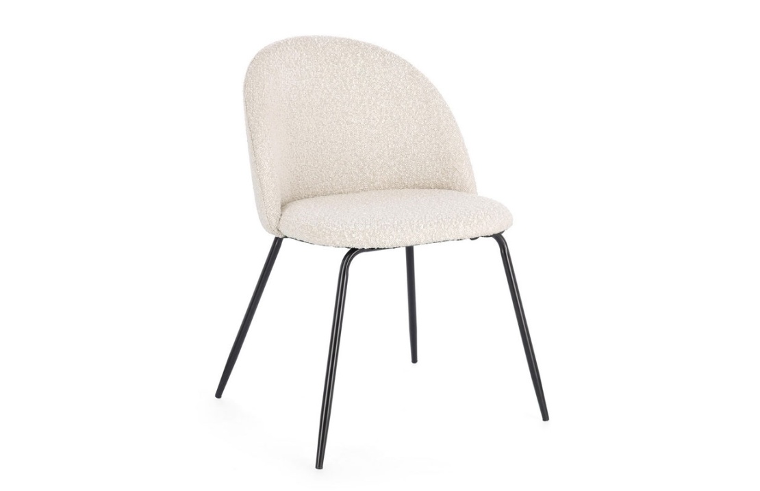 Bouclè Effect Chair with Steel Legs - Tanya