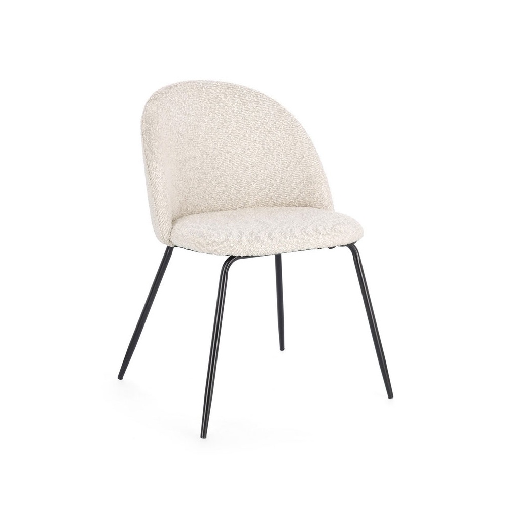 Bouclè Effect Chair with Steel Legs - Tanya