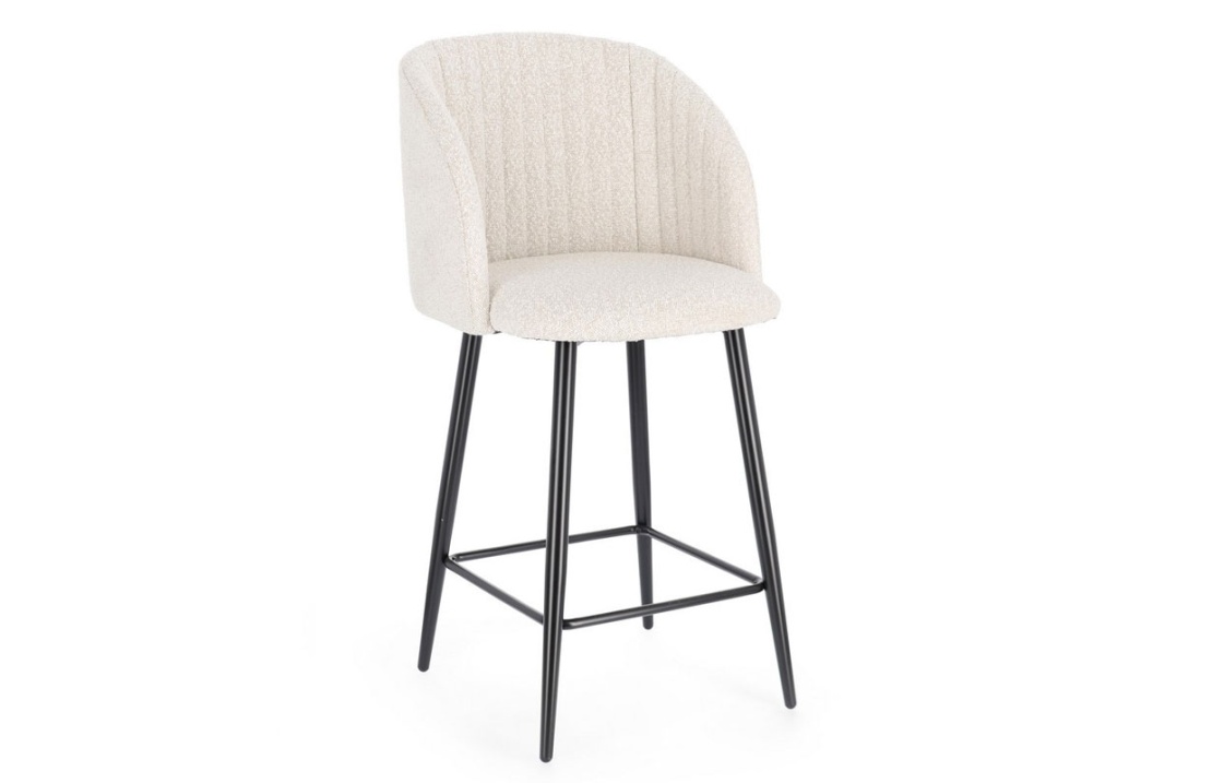 Kitchen Stool with Bouclè Upholstery - Queen