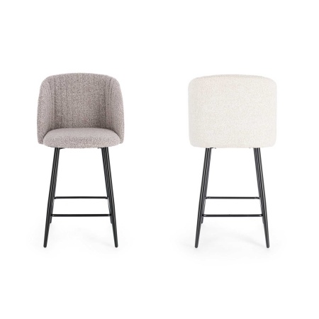 Kitchen Stool with Bouclè Upholstery - Queen