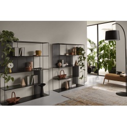 Metal Bookcase with Glass Shelves - Sarabi