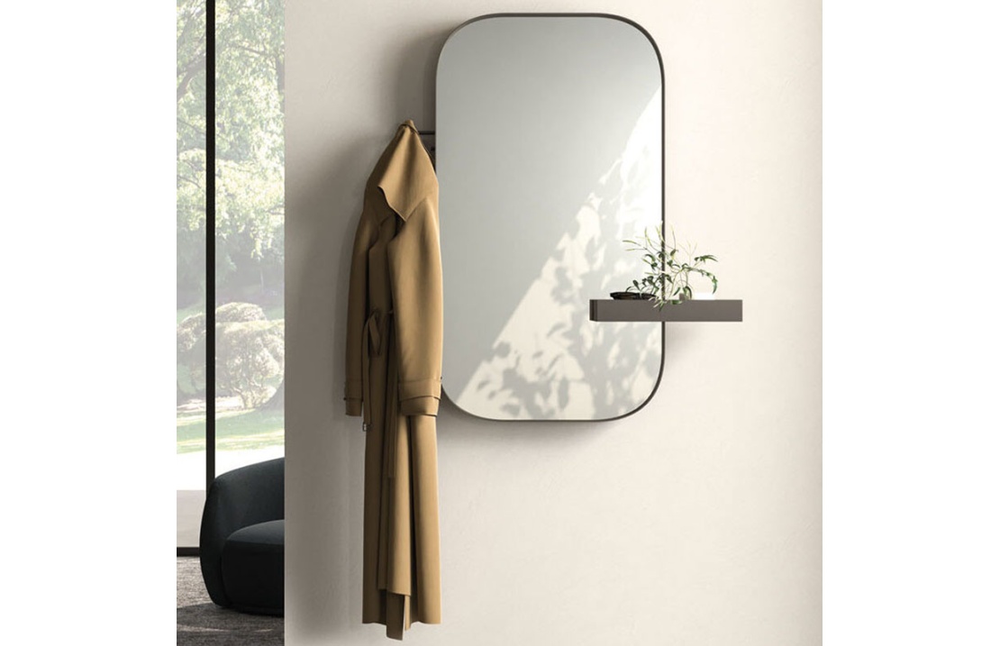 Specchio con Appendiabiti e Mensola - Smart
