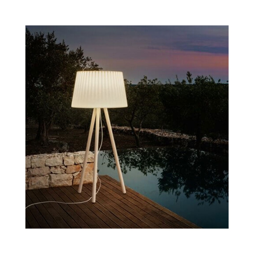Floor Lamp with Wooden Base - Agata Wood