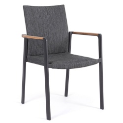 Outdoor Stackable Chair with Wooden Armrests - Jalisco