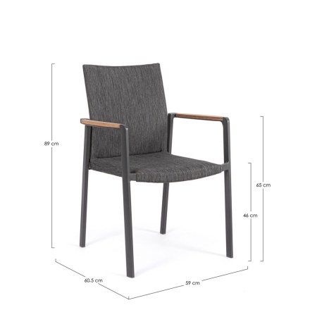 Outdoor Stackable Chair with Wooden Armrests - Jalisco