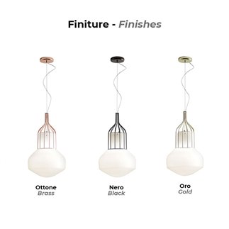 Pendant Lamp in Glass and Metal - Aèrostat | Fabbian