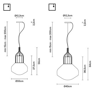 Lampada a Sospensione in Vetro e Metallo - Aèrostat | Fabbian