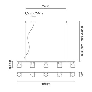 Lampadario 5 luci in vetro - Cubetto | Fabbian