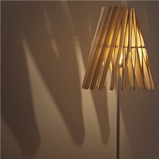 Floor lamp in wood and metal - Stick | Fabbian