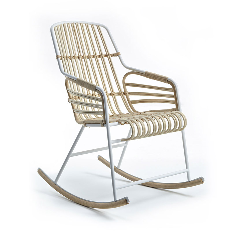 Rocking armchair in natural rattan - Raphia | ISA Project