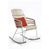 Raphia rocking armchair in natural rattan