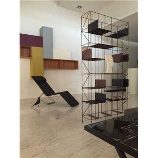 Metal Bookcase with Eco-leather Shelves - Network | Casamania