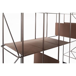 Metal Bookcase with Eco-leather Shelves - Network | Casamania