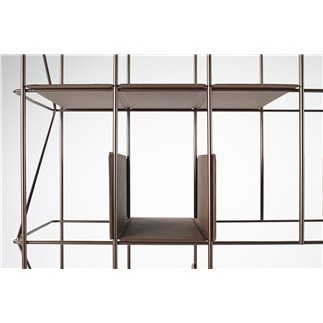 Metal Bookcase with Eco-leather Shelves - Network | Casamania