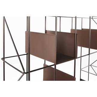 Metal Bookcase with Eco-leather Shelves - Network | Casamania