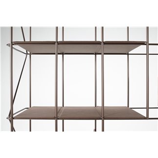 Metal Bookcase with Eco-leather Shelves - Network | Casamania