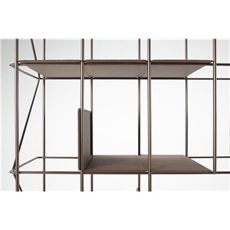 Metal Bookcase with Eco-leather Shelves - Network | Casamania