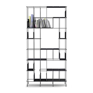 Metal Bookcase with Eco-leather Shelves - Network | Casamania