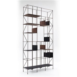 Metal Bookcase with Eco-leather Shelves - Network