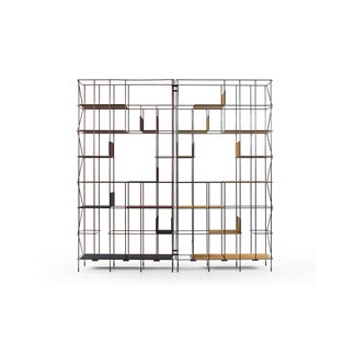 Metal Bookcase with Eco-leather Shelves - Network | Casamania