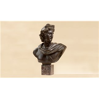 Statua in bronzo su marmo - Busto Apollo