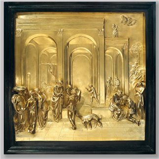 PANEL FROM THE GATES OF PARADISE 'THE STORY OF ISAAC', COPY OF THE ORIGINAL BY GHIBERTI, THE BAPTISTRY, FLORENCE. - FONSTMETCLA3