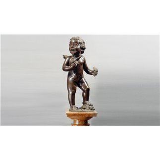 SMALL PUTTO WITH FLOWER, ORIGINAL BY THE SCULPTOR GIOVANNI CAPPELLETTI.