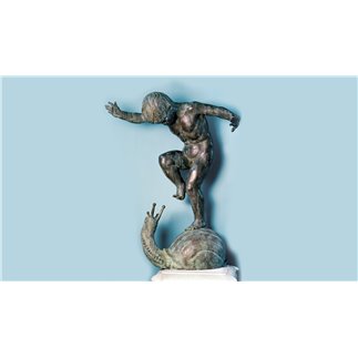 PUTTO ON A SNAIL, ORIGINAL BY THE SCULPTOR GIOVANNI CAPPELLETTI. - FONSTMETCNO15