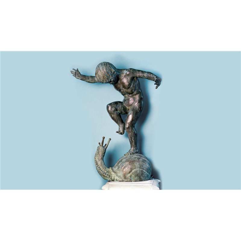 PUTTO ON A SNAIL, ORIGINAL BY THE SCULPTOR GIOVANNI CAPPELLETTI. - FONSTMETCNO15