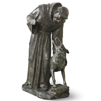 SAINT FRANCIS WITH A WOLF, ORIGINAL BY THE SCULPTOR GIOVANNI CAPPELLETTI. - FONSTMETCNO23