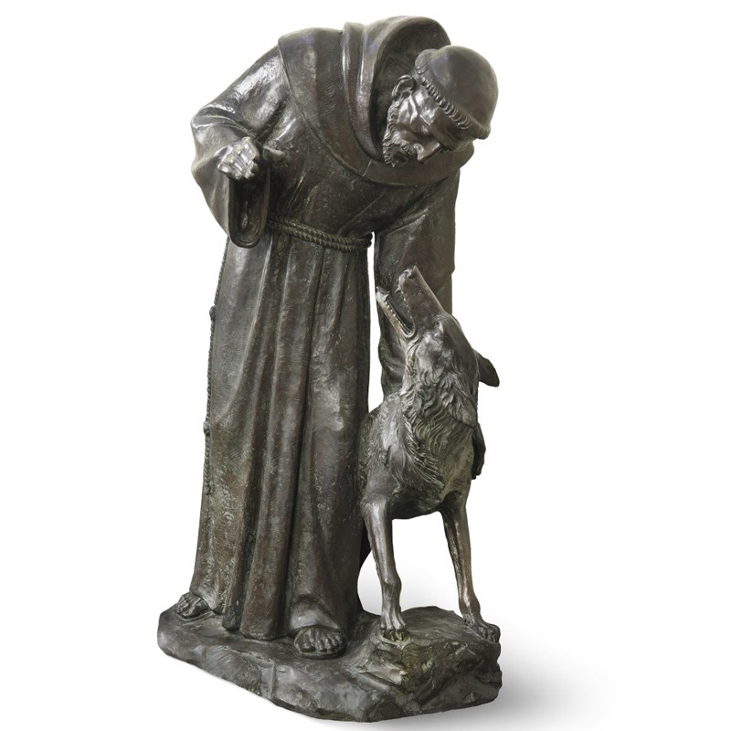 SAINT FRANCIS WITH A WOLF, ORIGINAL BY THE SCULPTOR GIOVANNI CAPPELLETTI. - FONSTMETCNO23