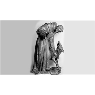 SAINT FRANCIS WITH A WOLF, ORIGINAL BY THE SCULPTOR GIOVANNI CAPPELLETTI. - FONSTMETCNO23