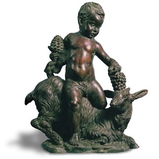 PUTTO ON A GOAT, ORIGINAL BY THE SCULPTOR VALMORE GEMIGNANI. - FONSTMETCNO31