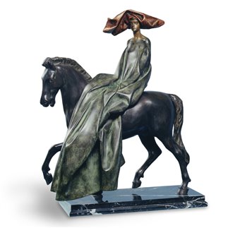 Bronze statue with marble base - Horsewoman - ISA Project