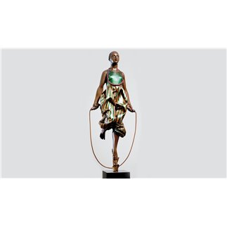 Skipping Ballerina bronze and marble sculpture