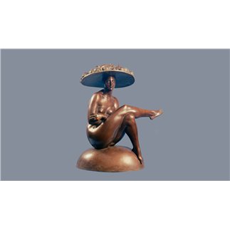 Lady with Fruit Hat bronze statue