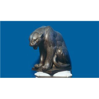 SITTING PANTHER, POSTHUMOUS REPRODUCTION OF THE ORIGINAL BY THE SCULPTOR SIRIO FORANARI. - FONSTMETMOD29