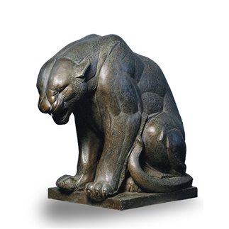 SITTING PANTHER, POSTHUMOUS REPRODUCTION OF THE ORIGINAL BY THE SCULPTOR SIRIO FORANARI.