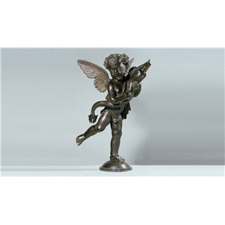 Putto with Dolphin bronze sculpture