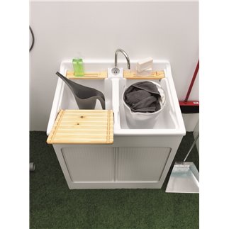 Outdoor Cabinet sink with wood washing table - Lavacril | IsaProject