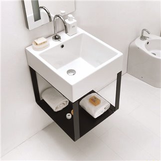 Suspended Bathroom Cabinet with Ceramic Washbasin - Volant | Colavene