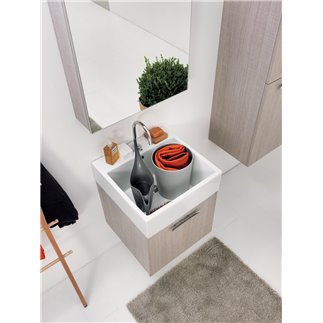 Suspended Bathroom Cabinet with Ceramic Washbasin - Volant | ISArreda