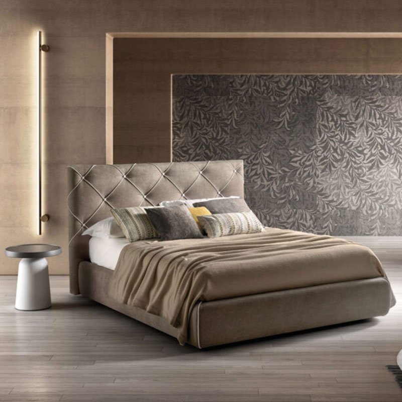 Samoa Bed with Design Upholstered Headboard - Diamond | Bside Letti