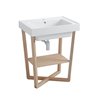 Ceramic washbasin with ash wood base - Trix